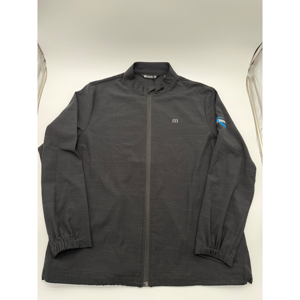 TravisMathew Mens XL Black Full Zip Performance Golf Jacket Infinity Logo NWT